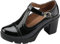 PPXID Women's T-Strap Mary Jane Pumps Dress Oxfords Mid Block Heel Platform Court Shoes Patent Black 7 UK