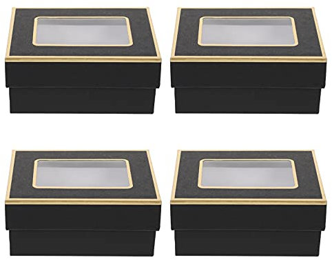 Alipis 4er-box Geschenkbox Mit Fenster Hochzeitstasche Kraft Papier Geschenk Boxen Geschenk Verpackung Papier Box Lippenstiftverpackungen Karton Schmuck Box Gedenken Pvc Bräutigam Blumen