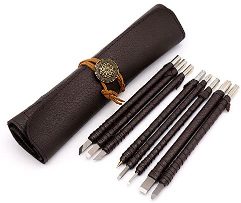 Set di 8 scalpelli manuali in acciaio al tungsteno per intagliare la resina, la lavorazione del legno e il fai da te