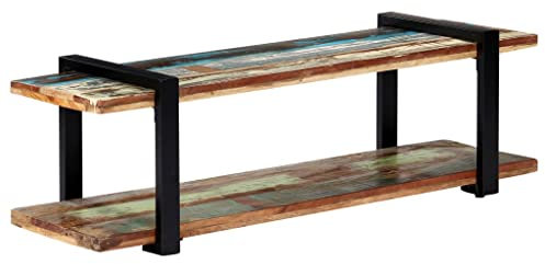 homiuse Meuble TV 130 x 40 x 40 cm en bois recyclé massif Meuble TV Meuble TV Meuble TV Meuble TV Industriel Meuble TV Meuble TV Style industriel Table basse Buffet bas