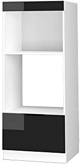 Vicco Armoire Micro-Ondes Fame-Line, Chêne Noir Brillant, 60cm Ouvert
