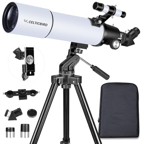 Celticbird Telescopio Telescopio astronomico di rifrazione per adulti e principianti - AZ Mount con zaino, filtro lunare 80600