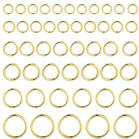 ALEXCRAFT Vergoldete Biegeringe, 60 Stück Multipack 925 Offene Verbindungsringe für Schmuckherstellung Ketten Halskette 4-10mm