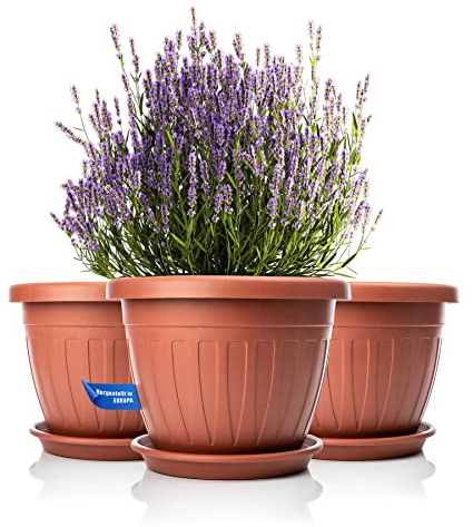 BigDean 3X Blumentopf mit Untersetzer rund ø40xH31 cm Terracotta
