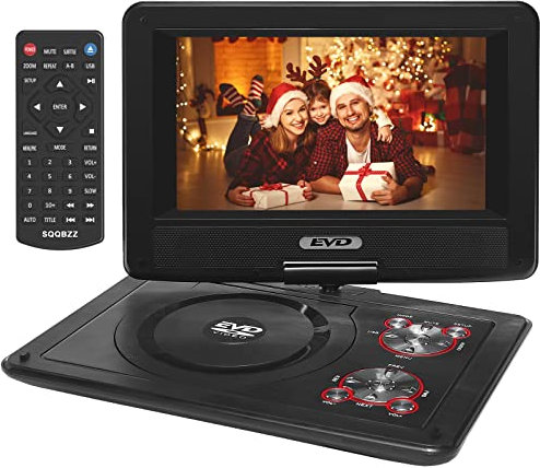 SQQBZZ 11.5 Inch Portable DVD Player with 9.5 Inch Swivel Screen, 5 Hours Rechargeable Battery, Car DVD Player, Support CD/DVD/SD Card/USB, Latest