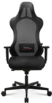 TOPSTAR Sitness RS Sport Bürodrehstuhl, Gamingstuhl, Stoff, schwarz + Lordosenstütze | Made in Germany | Ergonomisch | höhenverstellbar | Geprüfte Sicherheit nach GS-Intertek