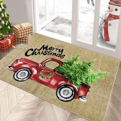 Enyhom Weihnachten Groß Schmutzfangmatte 80 x 120 cm, rutschfeste Maschinenwaschbare Fußmatte Türmatte Fußabstreifer für Eingang, Haustür & Flur Dekoration