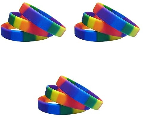 NUOBESTY 30 Pz Gommoso Arcobaleno Bomboniere Braccialetto Arcobaleno Bracciali in Silicone Braccialetti in Silicone Braccialetti Di Gomma Multicolore Bambino Truffa