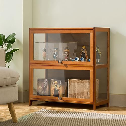Vitrinenschrank Sammlervitrine Stehend Standvitrine Glasvitrine Acryl Vitrine Standvitrine Acryl Vitrine Doppeltüren Großer Kapazität Sammlervitrine Handgefertigtes Lagerregal für Waren 70*32*73CM C