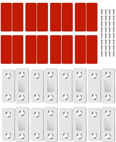 Imanes Puertas Armario,8 PCS Magnetico Fuerte Cierre con Tornillos Pestillo Ultrafinos de Puerta Magnético Mueble Cierre Cajones para Puertas de Cocina Ventanas Cajones
