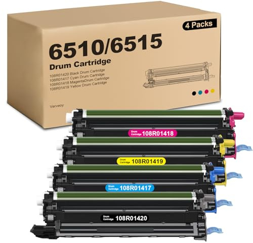 6510 6515 Drum Cartridge Replacement for 108R01420 108R01419 108R01417 108R01418 Compatible for Xerox Phaser 6510DN 6510DNI 6510DNM 6510N WorkCentre 6515DN 6515DNI 6515DNM 6515N Printer (4 Pack)