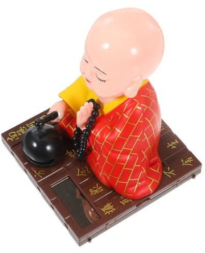 KOMBIUDA Solar Schütteln Kopf Ornament Tischschmuck Buddha- -Statue Home-Office Auto Dekoration