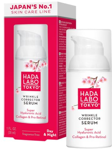 Hada Labo Tokyo Red Anti-Falten-Serum mit Super-Hyaluronsäure, Kollagen und Pro-Retinol, intensive Tag- und Nachtpflege, 30 ml