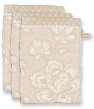 Pip Studio Waschlappen Set/3 Jasmin Jacquard Sand 16x22cm