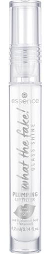 Essence Cosmetics What The Fake! Glass Shine Plumping Lip Filler, Idratante, con Vitamine, Risultato Immediato, Naturale, Lucida, 4.2 ml