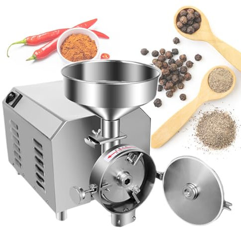 pealiritansemen Mulino Elettrico per Spezie per Cereali Commerciale da 2200 W, Frantoio per Chicchi di caffè, 50-200 Mesh Regolabile, 30-50 kg/H velocità di Macinazione, per Aziende Agricole