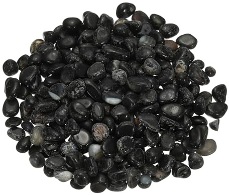 PATIKIL Getrommelte Chips Steine, 1lb/500g Fluorit Getrommelter Kies EdelEdelsteinee Kristall NaturEdelsteinee Großpackung für Schmuckherstellung, Schwarz Grau