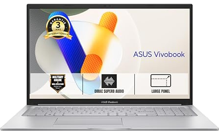 ASUS Vivobook 17 S1704VA-AU263W 17.3 Pouces FHD 60Hz PC Portable (Intel Core i3-1315U processeur 4.5 GHz, 8GB DDR4, 512GB SSD, Intel UHD Graphics, Windows 11 Home) – Clavier AZERTY