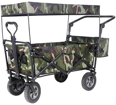 Chariot de camping pour festival, chariot de jardin, chariot de jardin pliable, chariot avec roues de toit, frein de transport, chariot en acier métallique pour jardin, camping, plage, chariot pliable
