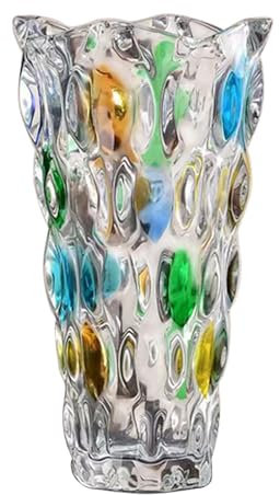 [AiiBowy] Vaso Vetro Trasparente Alto 23cm - Vasi Vetro Colorato - Vaso in Stile Contemporaneo - per Fiori e Composizioni Floreali per Centrotavola, Cucina, Ufficio, Matrimonio (Colorato#3)