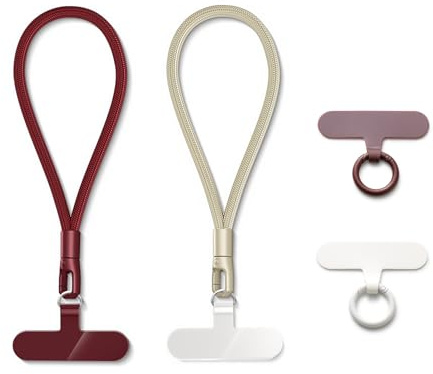 MORSUNBELA Handykette Handschlaufe Handy, Lanyards Handyband Handykette Kurz Handgelenk für Kameras, Schlüssel, Handgelenkriemen - Dunkelrot + Kamel