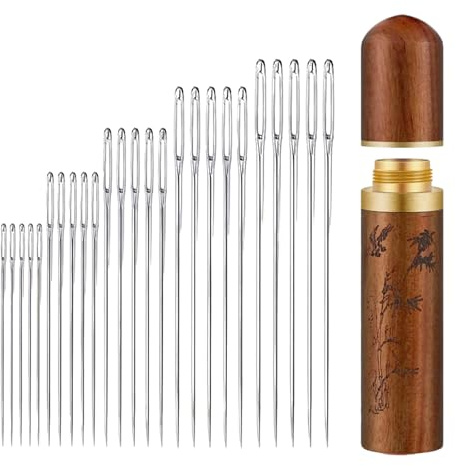 Pence & Moon Collective 25Pcs Self-Threading Embroidery Needles, 5 Size Sewing Needles, Easy Threading, Beautiful in Appearance, Threading Needle for Hand Sewing DIY