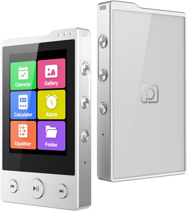 64GB MP3 Player with Sturdy Build & Durable,Aluminum Alloy,Phinistec Portable Mini Bluetooth Music Player with FM Radios,50 Hours Long Battery Life,2.4 Touchscreen,Up to 256GB