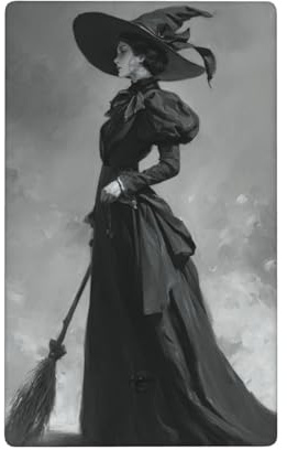 Elegant Witch Dark Dress Holding Broom Single Toggle Blank Wall Plate Light Switch Cover Decorative 1 Gang For Kitchen Room Bathroom Size 4.5 X 2.75
