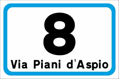 Numero Civico da Esterno Personalizzato con Nome Via e Stemma | Targa Rifrangente, Resistente | WRAP Point Roma (Numero + Via, 10x15cm)