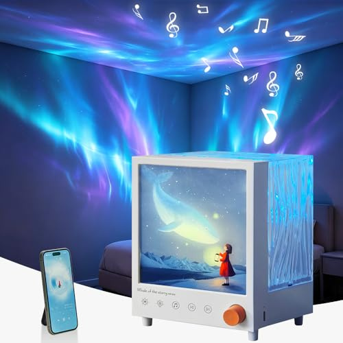 One bird Northern Lights Projector, Aurora Galaxy Projector & Star Night Light with Bluetooth Speaker, White Noise Machine - Bedroom Sensory Mood Light & Gifts for Women