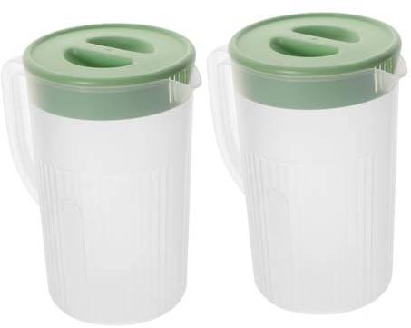 COLLBATH 2 pezzi Brocca d Acqua Plastica con Coperchio Resistente al Calore Grande Capacità per Frigorifero Adatta per Limonata Tè Freddo e Bevande Fredde