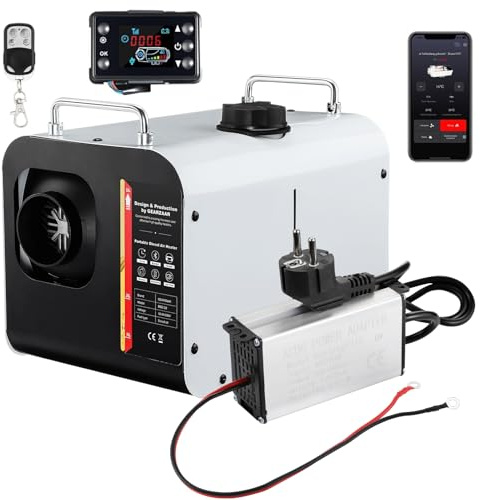 GEARHERO Diesel Standheizung 8KW 12V/24V/230V mit LCD & Bluetooth App, Fernbedienung, Netzadapter Plug & Play, Leise Luftheizung für Auto, Wohnmobil, LKW, Boot, Garage & Campin