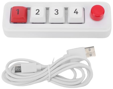 XUMIUZIY Pavé Numérique Filaire USB C, pavé Numérique à 4 Touches avec Fenêtre Flottante, Clavier Mécanique Macro Filaire USB C Programmable à Une Main pour Ordinateur Portable, PC de (White)