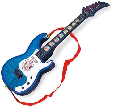Baroni Toys Guitarra para niños a partir de 3 años con luces, juguete musical con efectos sonoros y luminosos, guitarra eléctrica músicos, (azul)