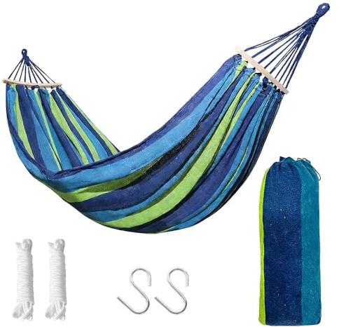 UMCHU 1 pièce Hamac de Camping, Hamac de Jardin, pour Jardins, Parcs | Polyester, 186×154cm, respirant, tissé à la main, livré avec tous ses accessoires, idéal pour soulager la fatigue quotidienne
