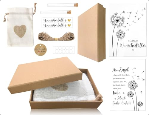 Emezddo Wunscherfüller Grußkarte mit Kunststoff Reagenzglas Jutesäckchen Aufkleber Etiketten Schachteln,verwendet für Geburtstag Hochzeit Jugendweihe Abschluss