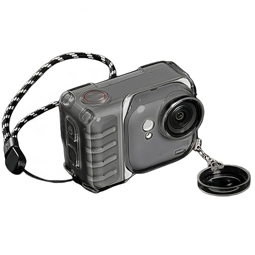 PUSOKEI Funda Protectora para 360 Go Ultra, a Prueba de Golpes y Polvo, Cubierta Transparente Lavable con Tapa de Lente y Cordón para una Protección Completa. (Negro Mate)