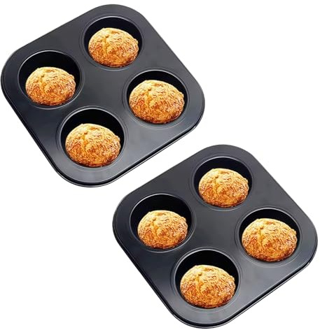 Maslasee 2-Pack Yorkshire Pudding Trays (Set of 2 x 4-Cup Tins) – Non-Stick Muffin Tins for Cupcakes, Pies & Baking – BPA-Free, Oven Safe, Easy Clean Baking Pans with Deep Cups