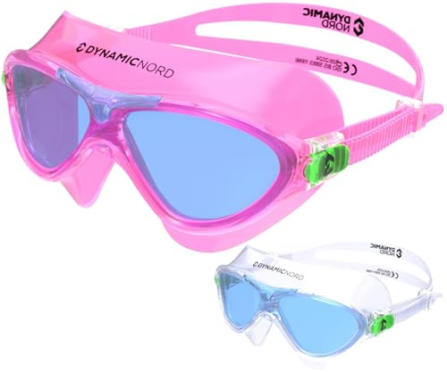 DynamicNord Endurance Junior Occhialini da nuoto per bambini dai 3 ai 9 anni, antiappannamento e antigraffio, facilmente regolabili, impermeabili, con protezione UV400 e campo visivo panoramico