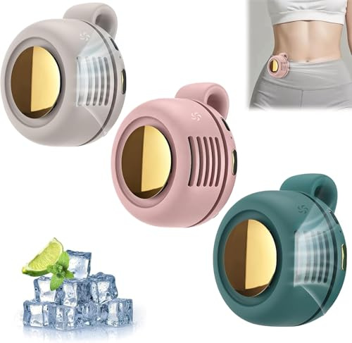 HOIDOKLY 2026 Nuevo Mini Ventilador Silencioso Portátil sin Aspas con Clip, Mini Ventilador Eléctrico Silencioso Portátil sin Aspas, Adecuado para Exteriores, Viajes y Oficina (Verde+Blanco+Rosa)