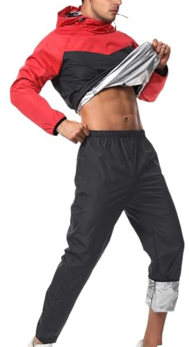 Zanisouta Traje de sudoración para adelgazar, camiseta de entrenamiento para quemar grasa, juego de sauna, chaqueta de sudoración para hombre, chaqueta deportiva, adelgazante, fitness