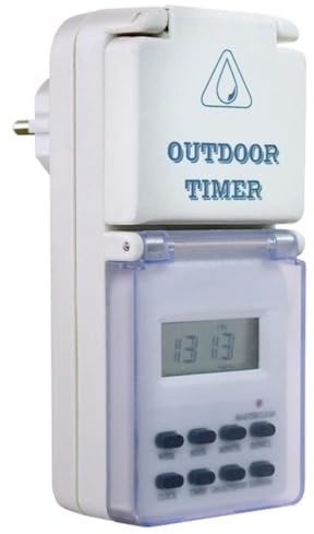 as - Schwabe Temporizador digital para exteriores - Fiable y cómodo en casa y en el jardín - Temporizador digital para exteriores con enchufe - con programa semanal y función aleatoria - IP44 I 24033
