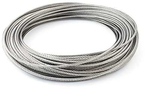DQ-PP STAHLSEIL | 4mm | 20m | Edelstahl INOX | 7x7 mittelweich | Drahtseil für Rankhilfe Rostfrei Seil Stahl Draht Forstseil Windenseil Spannseil Geländerseil