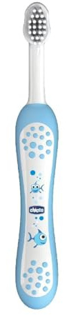 Chicco - 00006958200000 - Brosse à dent manuelle - Mixte Enfant - Bleu (claire/blanc) 6-36 mois