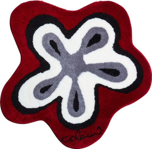 Grund COLANI Exklusiver Designer Badteppich 100% Polyacryl, ultra soft, rutschfest, ÖKO-TEX-zertifiziert, 5 Jahre Garantie, Colani 1, Badematte 80 cm rund, rot