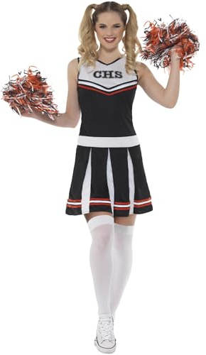 Smiffys Damen Kostüm Cheerleader schwarz Sport Karneval Fasching