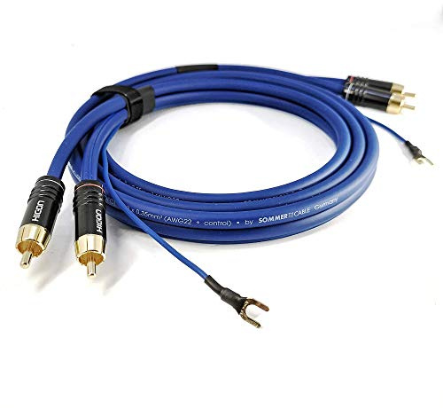 Phonokabel 1,5m 2-Fach geschirmtes Cinchkabel 2X 0,35mm² mit extra Langer Masseleitung 1 x 0,35mm² Sommer Cable Audiokabel vergoldete Stecker - SC81-K3-0150