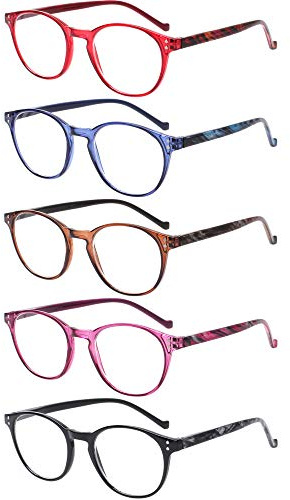NORPERWIS 5 Pairs Reading Glasses - Standard Fit Spring Hinge Readers Glasses for Men and Women (Black Purple Red Blue Brown, 2.75)