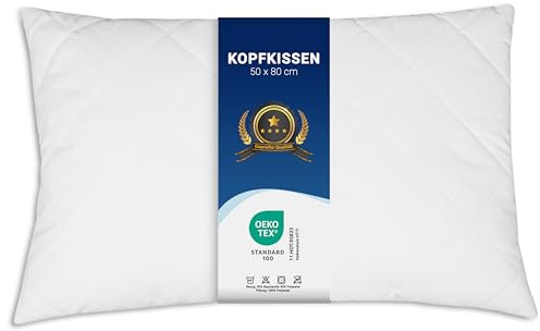 ZOLLNER 2er Set Kopfkissen - 50x80 cm - mit Reißverschluss – Individuell anpassbare Füllung aus Synthetikfasern - bis 95°C waschbar - Bezug aus Baumwollmischung - Hotelqualität