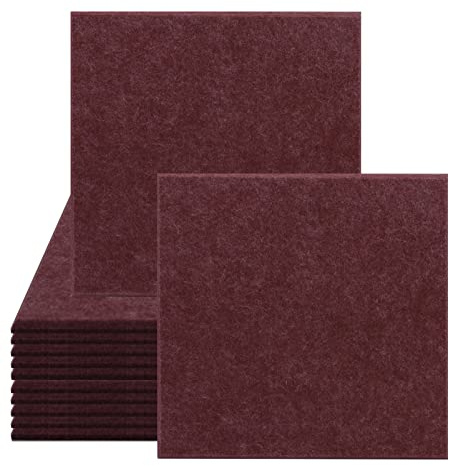 SK Studio Lot de 12 panneaux acoustiques 30 x 30 x 0.9cm, ignifuges Traitement Acoustique pour Studio, panneaux d'absorption acoustique haute densité Vin rouge